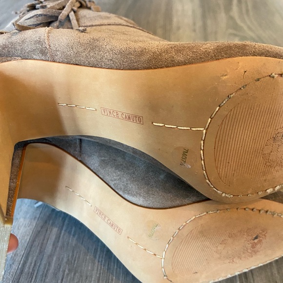 Vince Camuto Taupe Fringe Boots - Picture 4 of 4